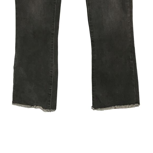 FREE PEOPLE Jeans Mid Rise Black Wash Raw Hem Straight Crop Jeans 27 Boho Goth - Picture 10 of 11